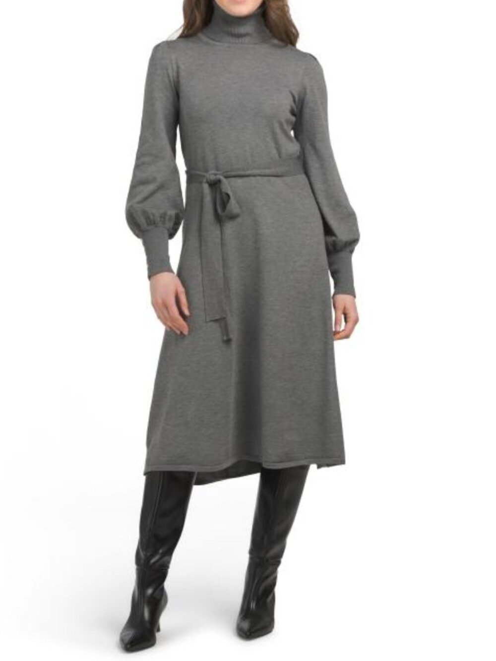 JULIA JORDAN Grey A Line Sash Tie Sweater Knit